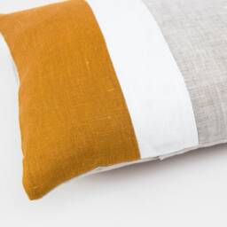 Lumbar Pillow Cover Linen, Long Bolster Cases Mid Century Modern Style, Color Block Cushion Mustard Linen, Scandi Throw Pillows - thumbnail 2