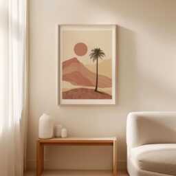 Abstract Desert Palm Poster, Minimalist Terracotta Landscape Wall Art - thumbnail 3
