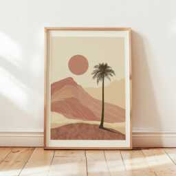 Abstract Desert Palm Poster, Minimalist Terracotta Landscape Wall Art - thumbnail 4