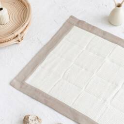 Pure Linen Bathroom Mat in Beige & Milk White, 100% Flax Waffle Rug, Fast Dry Small Shower - thumbnail 4
