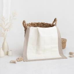 Pure Linen Bathroom Mat in Beige & Milk White, 100% Flax Waffle Rug, Fast Dry Small Shower - thumbnail 2