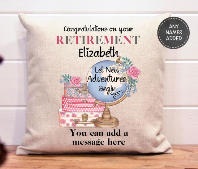 Personalised Retirement Cushion Linen Gift Friend Gift - image 1