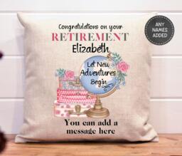 Personalised Retirement Cushion Linen Gift Friend Gift
