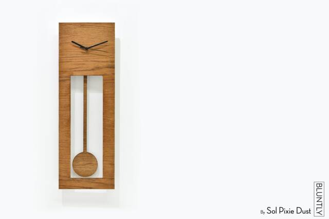 Bluntly Modern Design - Wooden Grandfather Pendulum Wall Clock/Table Customize Wood Dark Oak Face/Dark - Main Photo - image 1