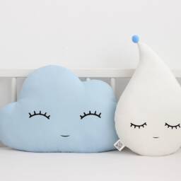 Soft Blue Cloud Pillow For Nursery Decor, Baby Cushion Shower Gift Infant Boy Girl Gender Neutral Throw Kids Room Children Bed Teepee - thumbnail 2