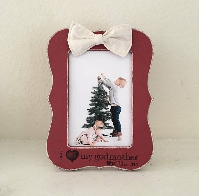Christmas Gift For Godmother, Godmother Picture Frame, Godparents Frame From Godchild, Rustic Holiday Decor - image 1