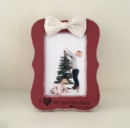 Christmas Gift For Godmother, Godmother Picture Frame, Godparents Frame From Godchild, Rustic Holiday Decor - thumbnail 1