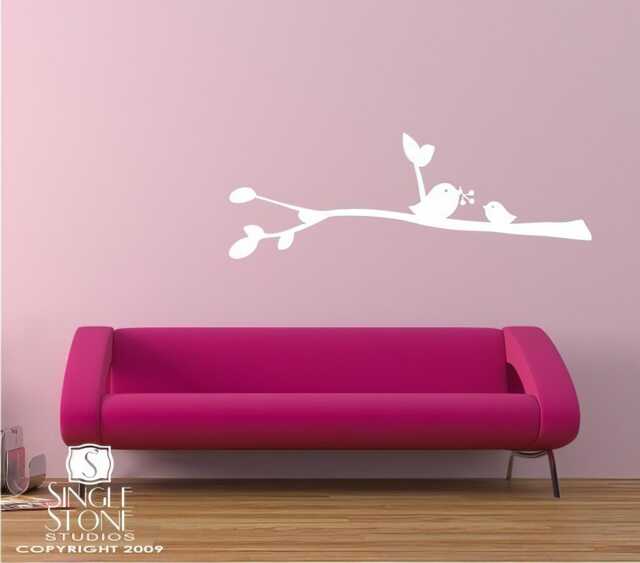 Nursery Birdies With Berries Wall Decal - Vinyl Stickers Art Custom Home Decor - image 1