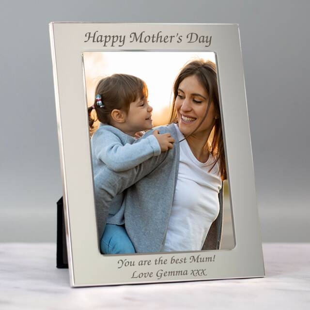 Personalised Any Message Silver Photo Frame 4x6 5x7 Gifts Ideas For Birthday Christmas Mothers Day Fathers New Baby Christening Engraved - image 1