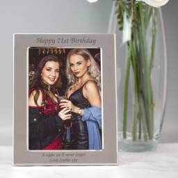 Personalised Any Message Silver Photo Frame 4x6 5x7 Gifts Ideas For Birthday Christmas Mothers Day Fathers New Baby Christening Engraved - thumbnail 3