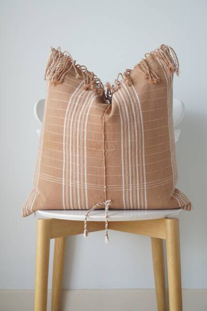 Brown Tribal Hemp Hand Woven Natural Dye Color Hmong Lumbar Pillow Cover - image 1