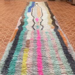 Berber Boujaad Wool Rug Multicolored Hallway Runner - 2.5 X 10.2 Ft - thumbnail 2