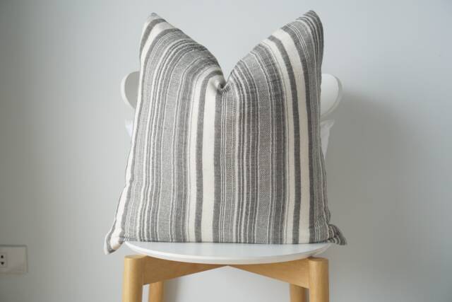 Gray Striped Pillow Cover - image 1