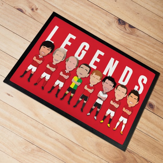 Utd Legends Vector Heroes Door Mat Floor Rooney Giggs Cantona Etc Man Cave Bar Manchester - image 1