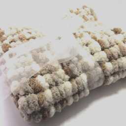 Hand Knitted Pom Pram Cover, Chunky Taupe Baby Blanket - thumbnail 2