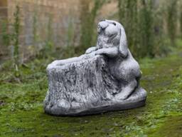 Unique Rabbit With Planter Sculpture Concrete Bunny Flower Pot Figurine Stone Animal Statue Outdoor Pet Decor Cement Ornament - thumbnail 1