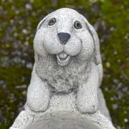 Unique Rabbit With Planter Sculpture Concrete Bunny Flower Pot Figurine Stone Animal Statue Outdoor Pet Decor Cement Ornament - thumbnail 2