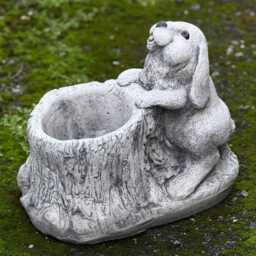Unique Rabbit With Planter Sculpture Concrete Bunny Flower Pot Figurine Stone Animal Statue Outdoor Pet Decor Cement Ornament - thumbnail 3