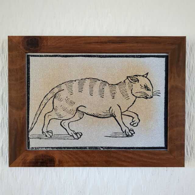 Cat Familiar - Framed Woodcut Reproduction On Canvas Witch Trial Pamphlet, 1549 Handmade Occult Witchcraft Supernatural Art - image 1