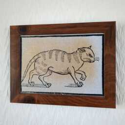 Cat Familiar - Framed Woodcut Reproduction On Canvas Witch Trial Pamphlet, 1549 Handmade Occult Witchcraft Supernatural Art - thumbnail 3