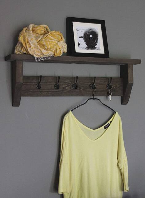 Key Shelf Wardrobe Hallway Wardrobe Wall Wood Country Brown Vintage Shabby Ready Assembled - image 1