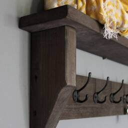 Key Shelf Wardrobe Hallway Wardrobe Wall Wood Country Brown Vintage Shabby Ready Assembled - thumbnail 2