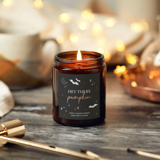 Hey There Pumpkin, Halloween Decoration Candle, Scented Apothecary Candle - Personalised Gifts - image 1