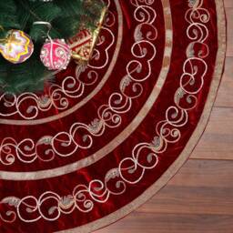 Red Christmas Tree Skirt 60 Inch Extra Large Velvet Tree Skirt Swirl Decorations Heirloom Gift