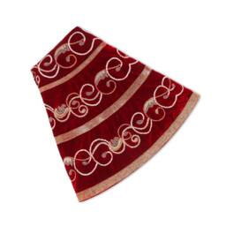 Red Christmas Tree Skirt 60 Inch Extra Large Velvet Tree Skirt Swirl Decorations Heirloom Gift - thumbnail 4