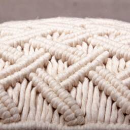 Off-White Cotton Macrame Bohemian, Bali Style Pillow Cover, Decorative Handmade Throw Cover, Embroidered Cover Wlcc041 - thumbnail 4