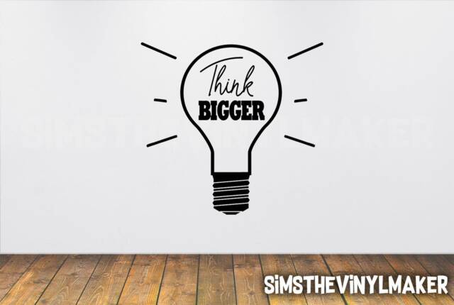 Think Bigger Decal, Motivation Wall D??cor, Light Bulb Motivational Decal, Vinyl Sticker & Decals - image 1
