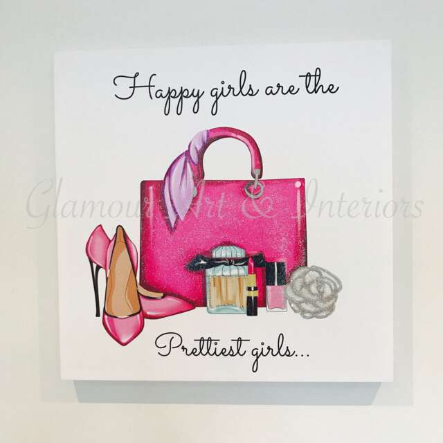 Glam Fashion Illustration, Glitter Girl's Room Decor