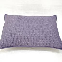 Lavender Quilted, Pillow Covers, Stripe Pattern, Kantha, Boho, 100% Cotton, Sizes Available - thumbnail 3