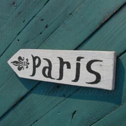 Paris Sign Reclaimed Wood Fleur De Lis Painting France Arrow Rustic Chic Decor Custom Color Primitive Folk Art Wooden Wall - thumbnail 2