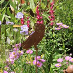 Rusty Metal Owl Garden Decoration, Steel Anniversary Gift