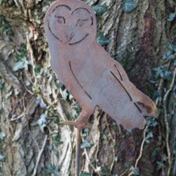 Rusty Metal Owl Garden Decoration, Steel Anniversary Gift - thumbnail 4