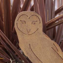 Rusty Metal Owl Garden Decoration, Steel Anniversary Gift - thumbnail 3