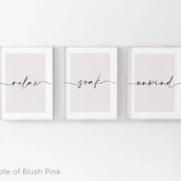 Bathroom Prints, Relax Soak Unwind, Set Of 3, Wall Art, Neutral Bath Print, Home, Beige Home Decor - thumbnail 3