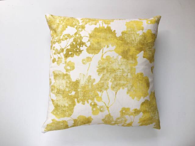 Romo Esme Yellow Floral Linen Cushion Cover, Foliage Flowers Leaves, Botanical Nature, English Garden, Sunflower, Distressed, Throw Pillow - image 1