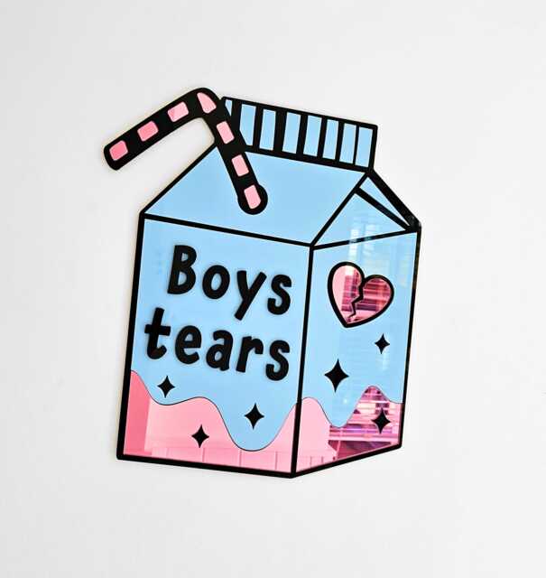 Boys Tears Carton Acrylic Mirror - Novelty Wall Decor - image 1