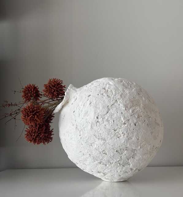 Handmade Paper Clay Vase Wabi Sabi Tilted Pottery, Aged Look - image 1