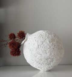 Handmade Paper Clay Vase Wabi Sabi Tilted Pottery, Aged Look - thumbnail 1