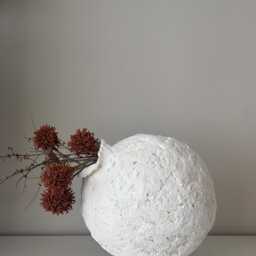Handmade Paper Clay Vase Wabi Sabi Tilted Pottery, Aged Look - thumbnail 2