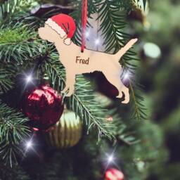 Personalised Border Terrier Christmas Ornament Hand-Painted Santa Hat - thumbnail 4
