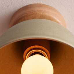 Green Small Element Flush Mount Ceiling Light in Ceramic & Oak - thumbnail 2