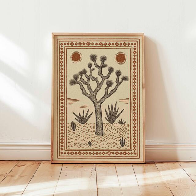 Joshua Tree Poster, Boho Desert Print, California Wall Art, Southwestern Posters, Cactus Decor, Earth Tone Prints For Home - image 1