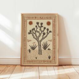 Joshua Tree Poster, Boho Desert Print, California Wall Art, Southwestern Posters, Cactus Decor, Earth Tone Prints For Home - thumbnail 1
