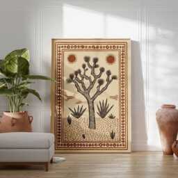 Joshua Tree Poster, Boho Desert Print, California Wall Art, Southwestern Posters, Cactus Decor, Earth Tone Prints For Home - thumbnail 3