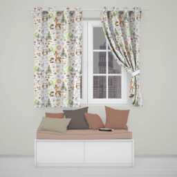 Woodland Deer Owl Mushrooms Stars Seamless Pattern Readymade Eyelet Ring Top Thermal 100% Blackout Curtains - thumbnail 1