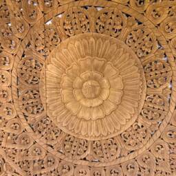 Large Carved Wood Mandala, Carved Headboard King, Teak King Headboard, Mandala Wall Art Panel, Natural Teak Panel, Thai Carving - thumbnail 2